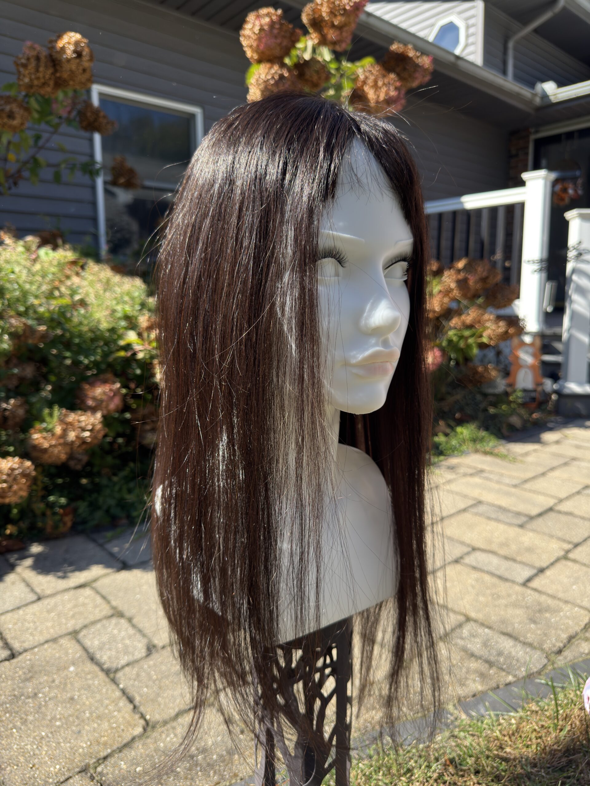 Evelyn Human Hair Topper | 6×7 Full Lace Base | 22 Inch | Natural Black | Soft Bangs - Image 8