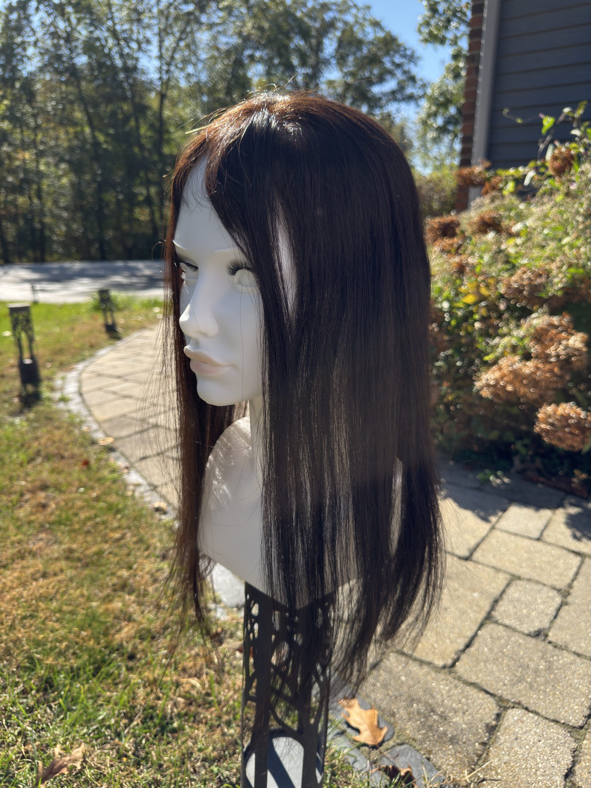 Evelyn Human Hair Topper | 6×7 Full Lace Base | 22 Inch | Natural Black | Soft Bangs - Image 6