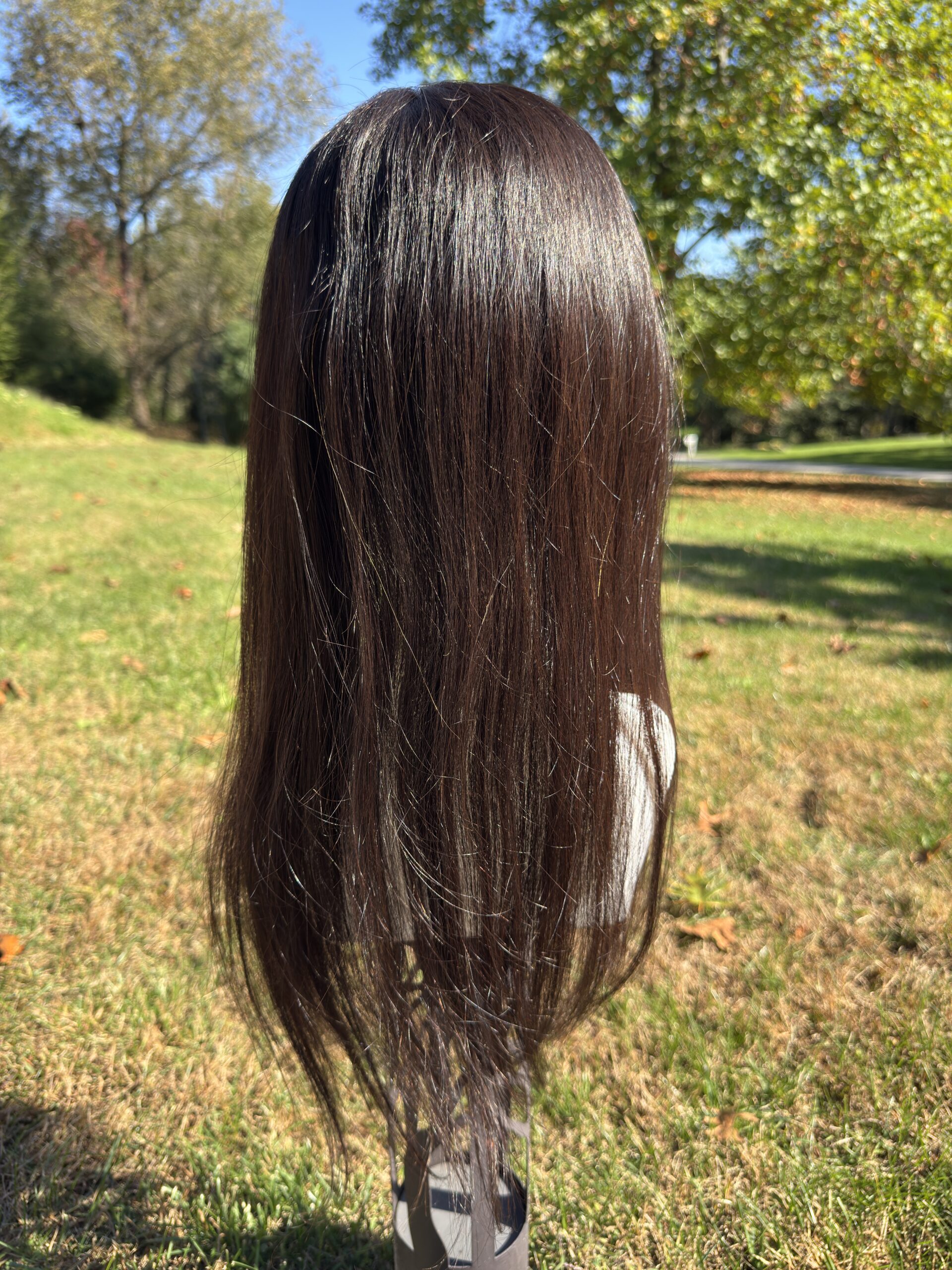 Evelyn Human Hair Topper | 6×7 Full Lace Base | 22 Inch | Natural Black | Soft Bangs - Image 7