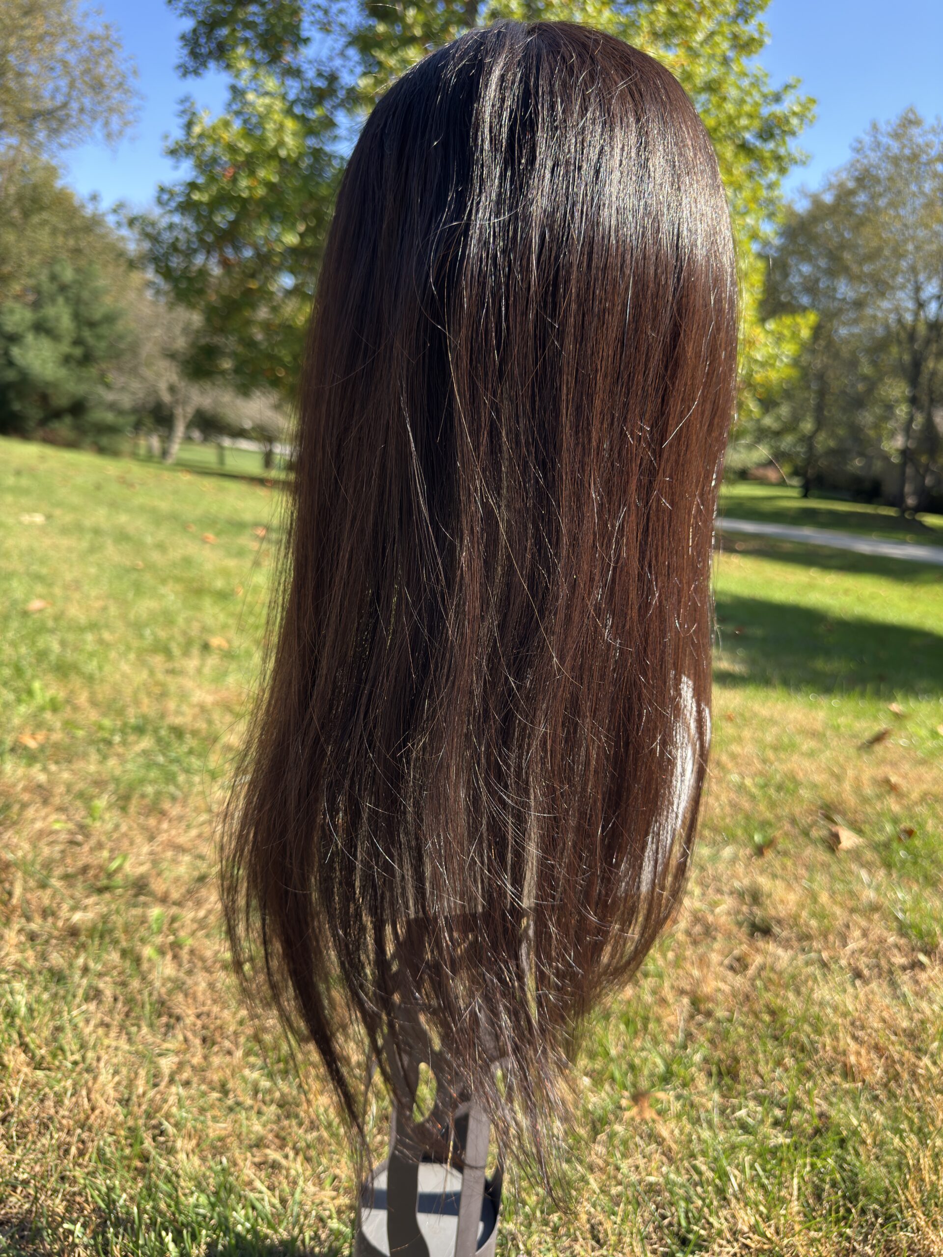 Evelyn Human Hair Topper | 6×7 Full Lace Base | 22 Inch | Natural Black | Soft Bangs - Image 4