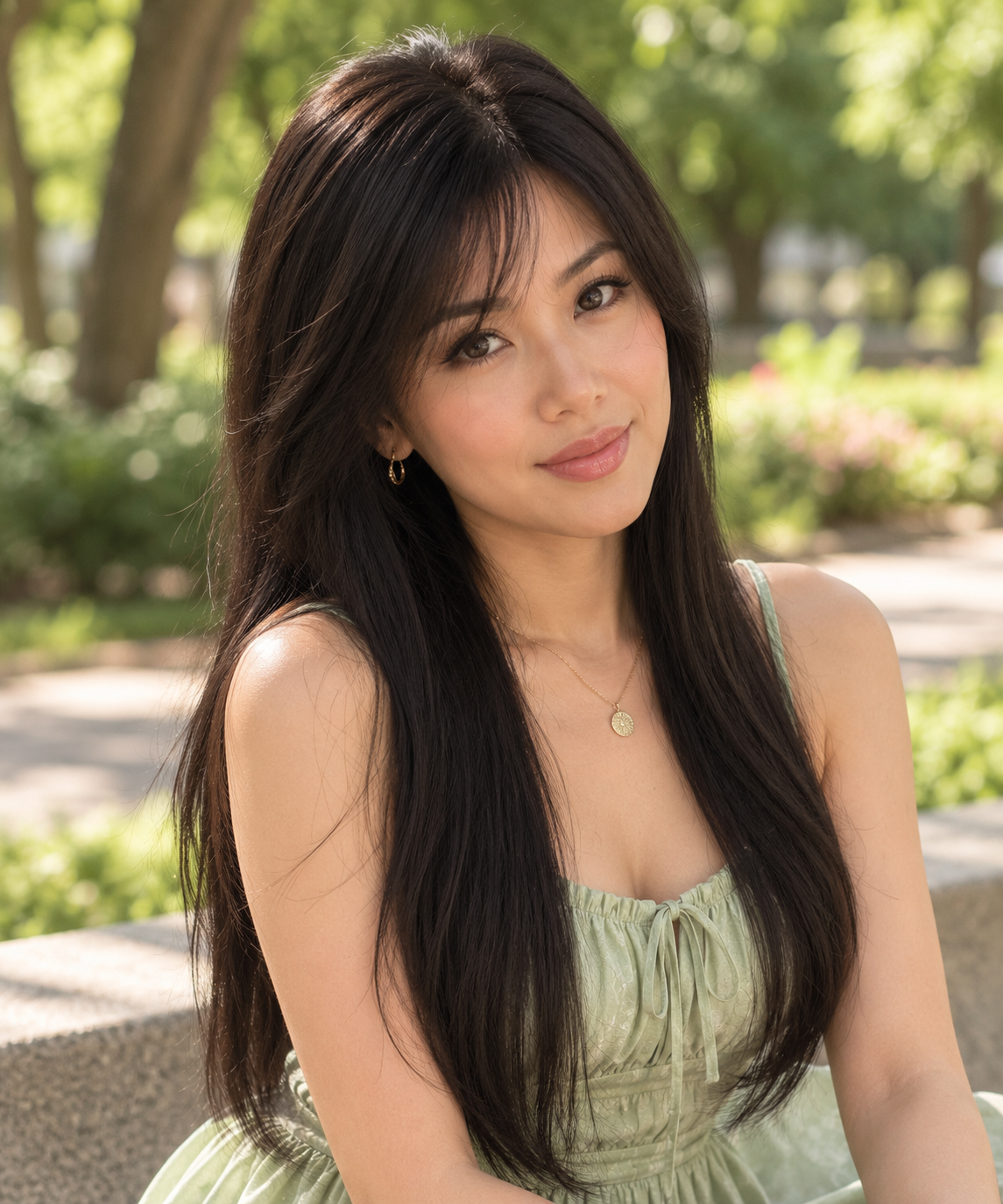 Evelyn Human Hair Topper | 6×7 Full Lace Base | 22 Inch | Natural Black | Soft Bangs