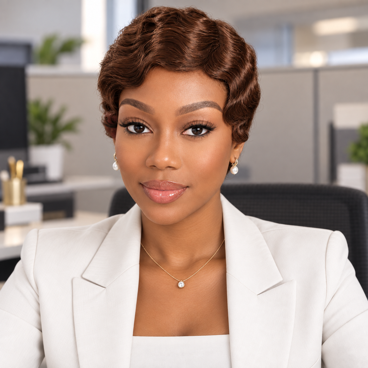 Simone Human Hair Wig | Short Finger Wave Pixie | 4 Colors | Lightweight Adjustable Cap