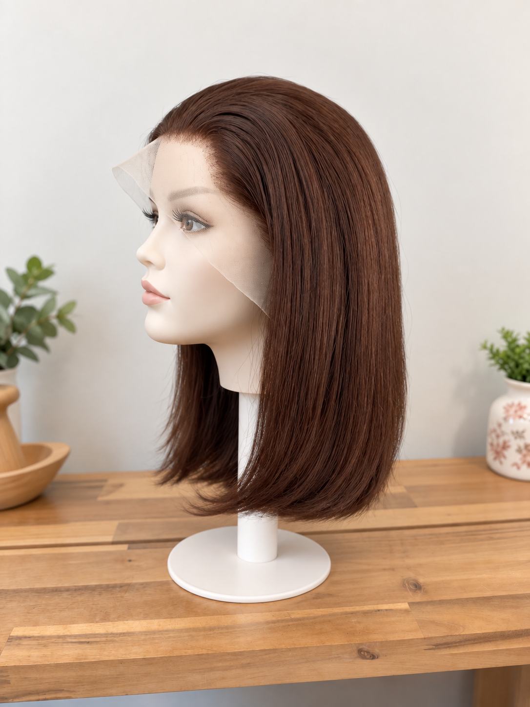 Monica Human Hair Wig | 13×4 Lace Front | Straight Bob | Hot Chocolate Brown | 8–16 Inch - Image 4