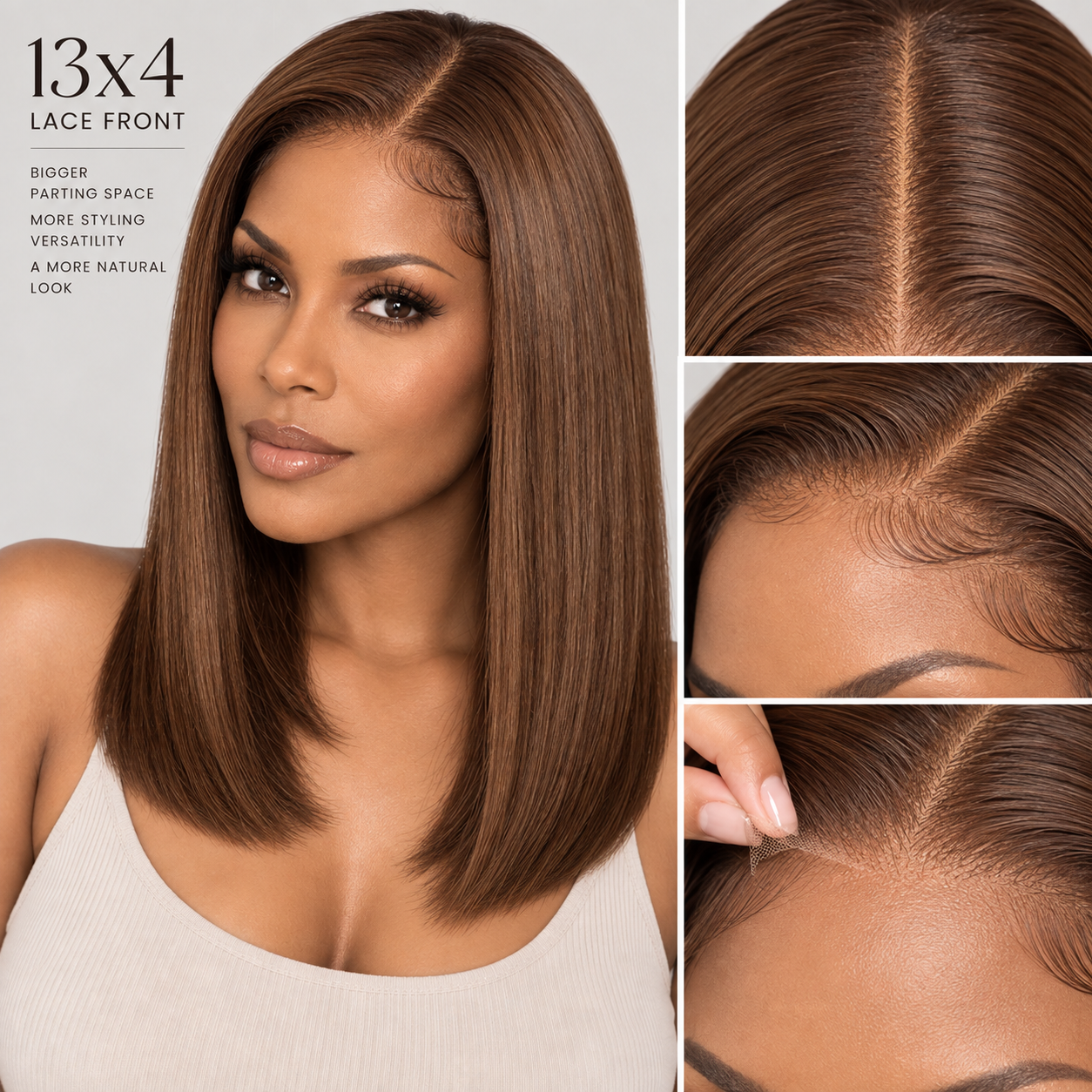 Monica Human Hair Wig | 13×4 Lace Front | Straight Bob | Hot Chocolate Brown | 8–16 Inch - Image 3
