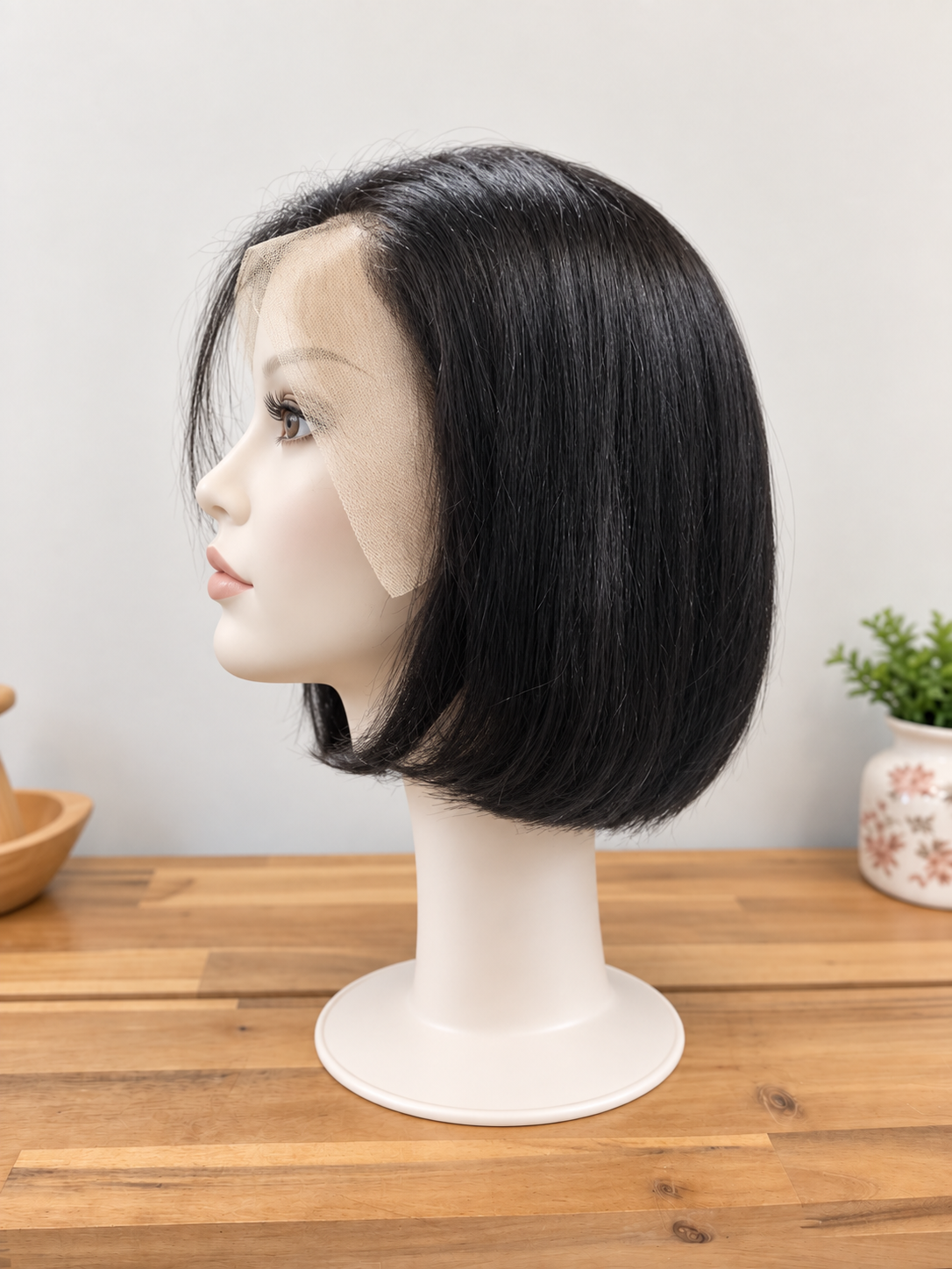 Natalie Human Hair Wig | 13×4 Lace Front | 8 Inch Straight Bob | Natural Black - Image 4