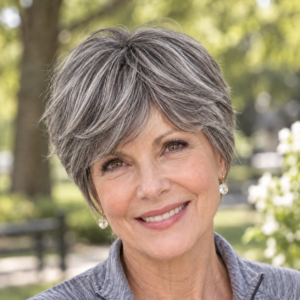 Daphne Human Hair Wig | 8 Inch Short Wavy Pixie | Salt & Pepper | Adjustable Cap