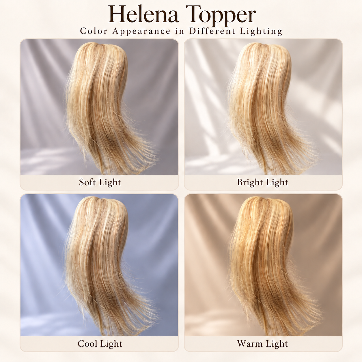 Helena Remy Human Hair Topper | 3×5 Monofilament Base | 14 Inch | Ash Blonde with Highlights - Image 9