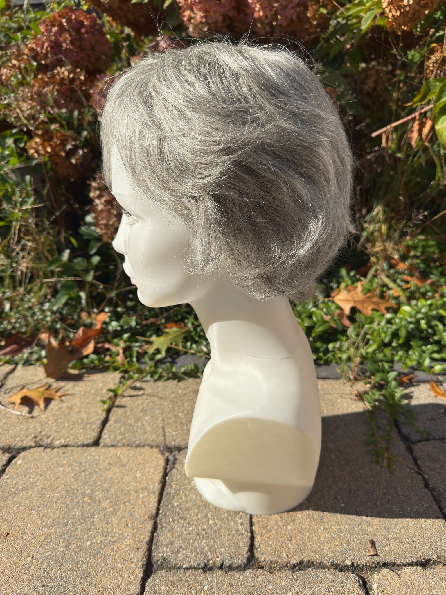 Gloria – Dark Gray Salt & Pepper Human Hair Wig | 6" Feathered Pixie Cut - Image 14