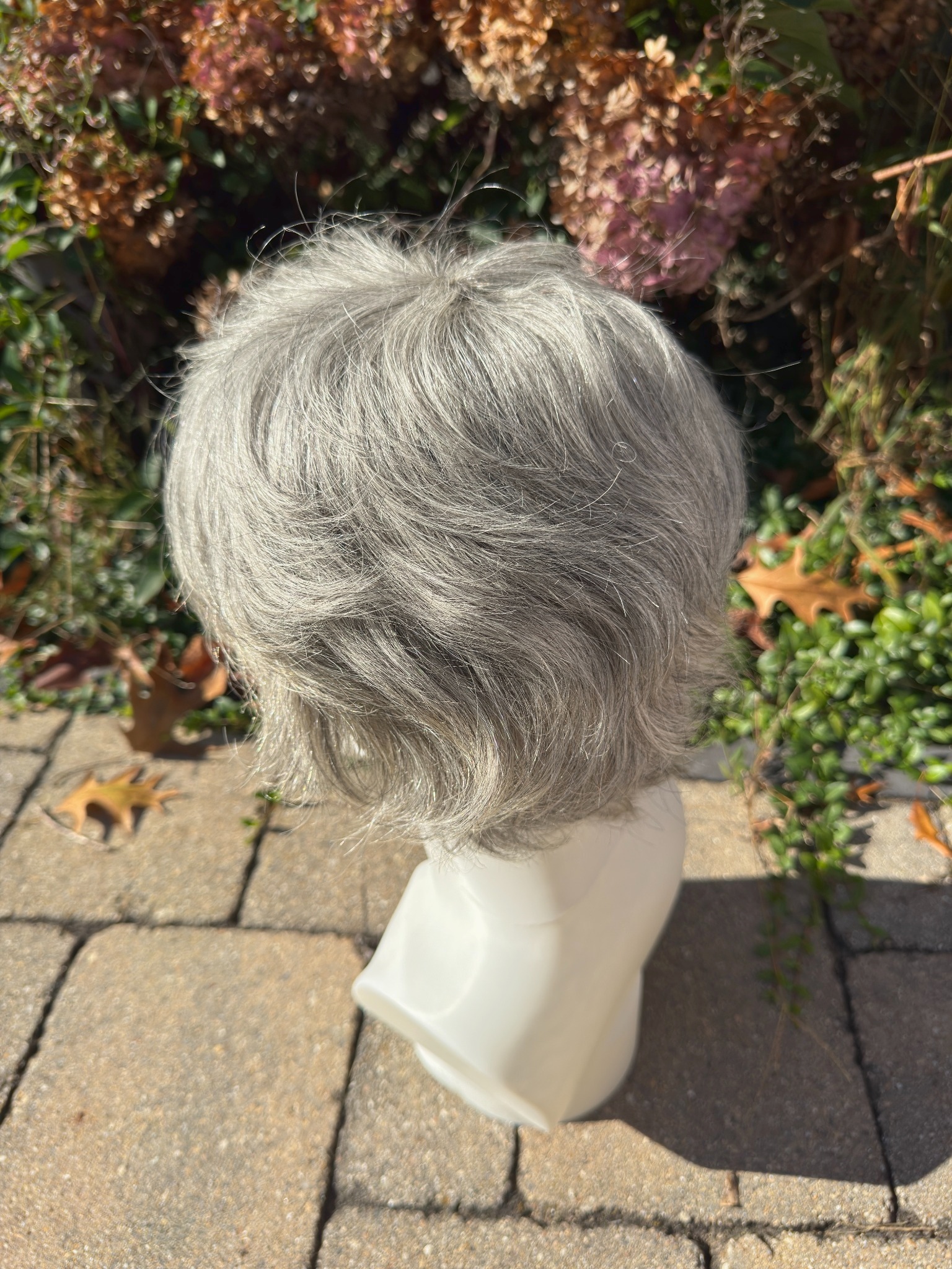 Gloria – Dark Gray Salt & Pepper Human Hair Wig | 6" Feathered Pixie Cut - Image 16