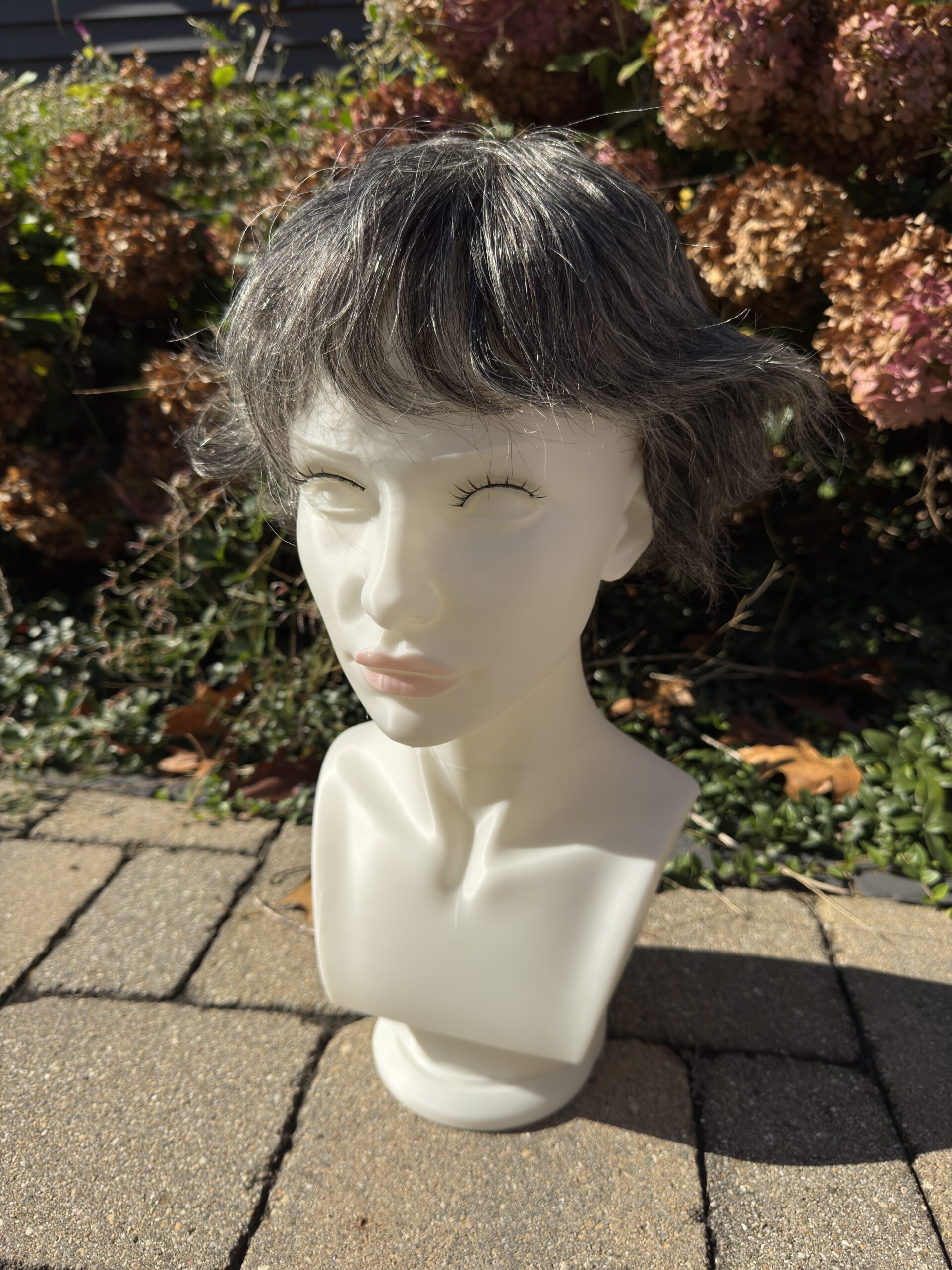 Gloria – Dark Gray Salt & Pepper Human Hair Wig | 6" Feathered Pixie Cut - Image 2