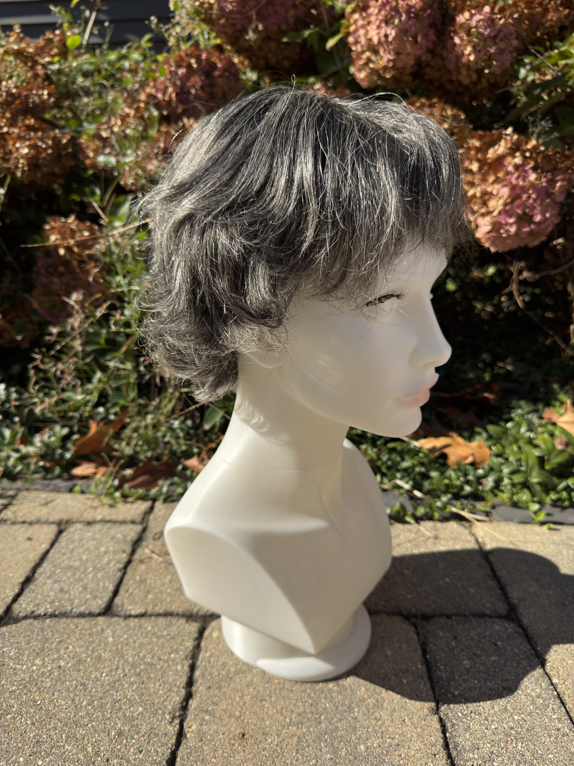 Gloria – Dark Gray Salt & Pepper Human Hair Wig | 6" Feathered Pixie Cut - Image 3