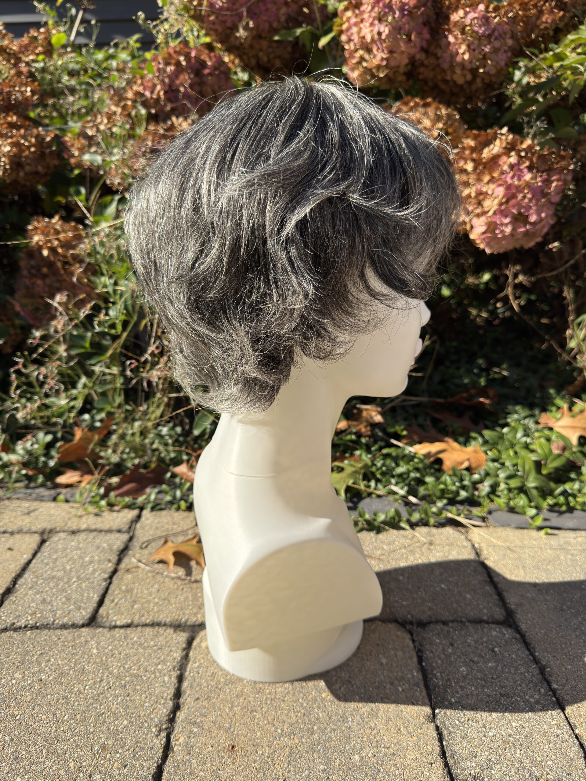 Gloria – Dark Gray Salt & Pepper Human Hair Wig | 6" Feathered Pixie Cut - Image 4