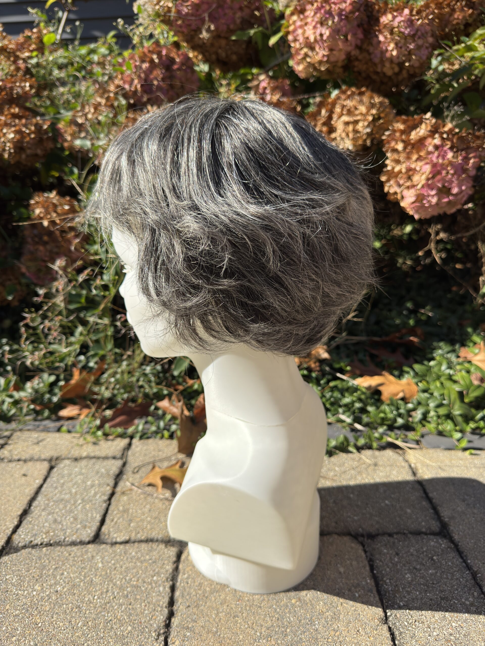 Gloria – Dark Gray Salt & Pepper Human Hair Wig | 6" Feathered Pixie Cut - Image 6