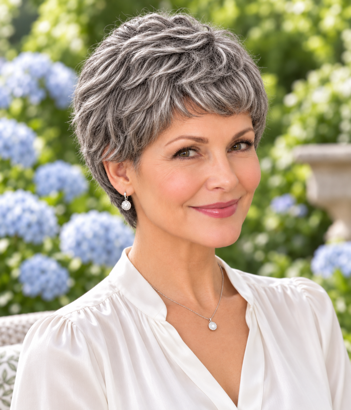 Mabel Human Hair Wig | Short Pixie | Salt & Pepper | Lightweight Adjustable Cap