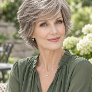 Gloria Human Hair Wig | 6 Inch Short Layered Pixie | Salt & Pepper Gray
