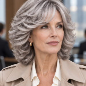 Sylvia Synthetic Wig | 12 Inch Silver Gray Wig with Side-Swept Bangs
