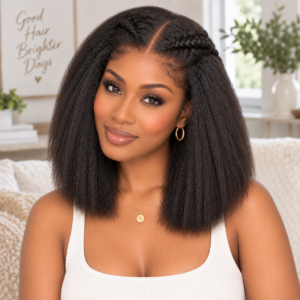 Talia Yaki Straight Human Hair Wig | 13×4 Lace Front | Natural Black | 10–16 Inch
