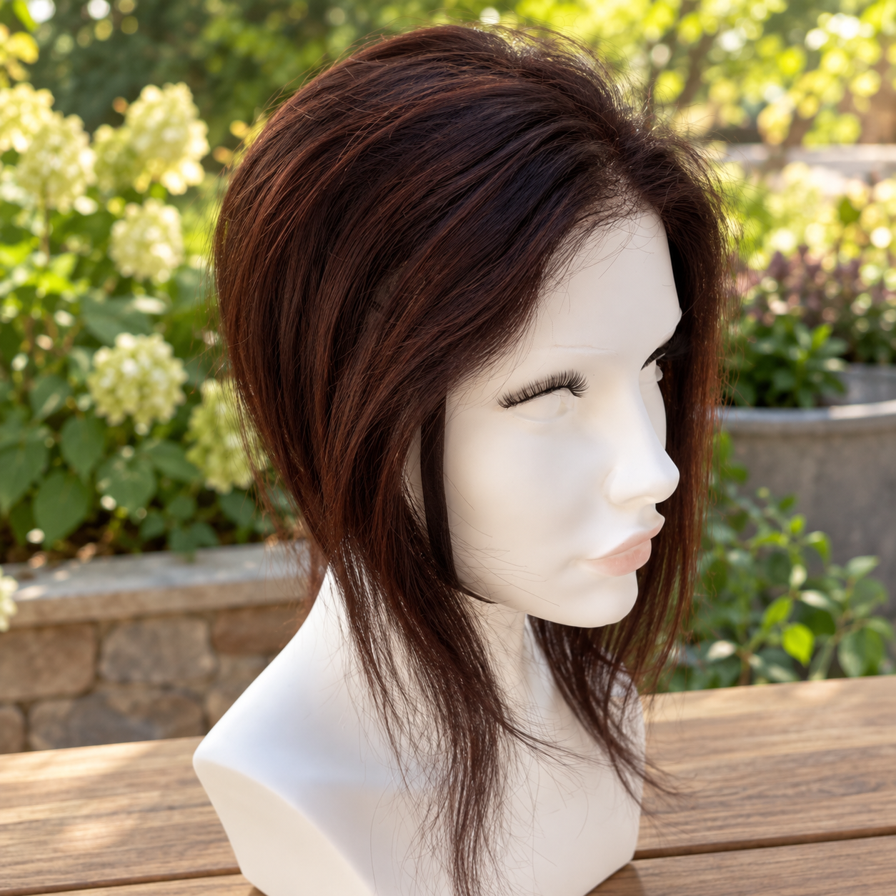 Viviana Human Hair Topper | 12 Inch Reddish Brown | 5×7 Lace Top | Free Parting - Image 3