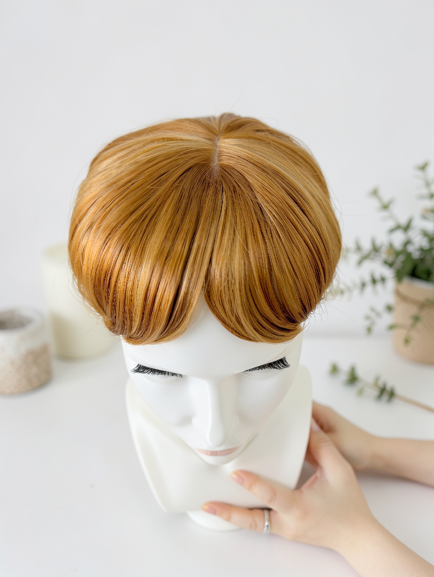 Celia Synthetic Hair Topper | 6×6 Large Base | Warm Light Brown & Golden Blonde Blend | Heat-Resistant Fiber - Image 8