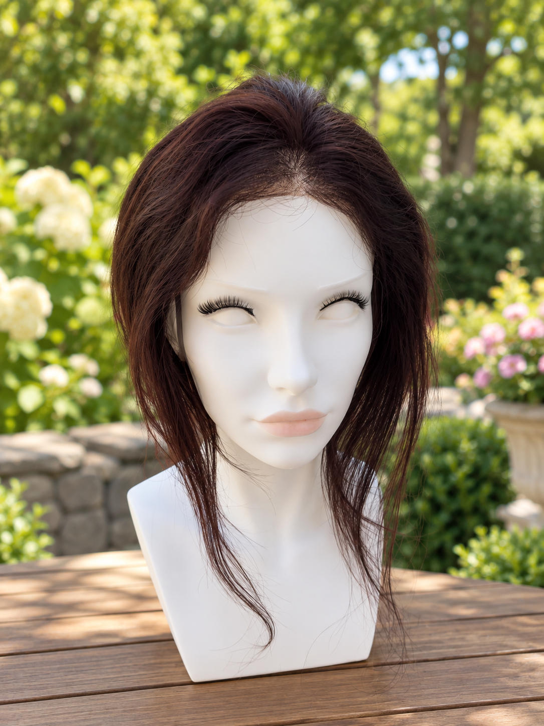 Viviana Human Hair Topper | 12 Inch Reddish Brown | 5×7 Lace Top | Free Parting - Image 4