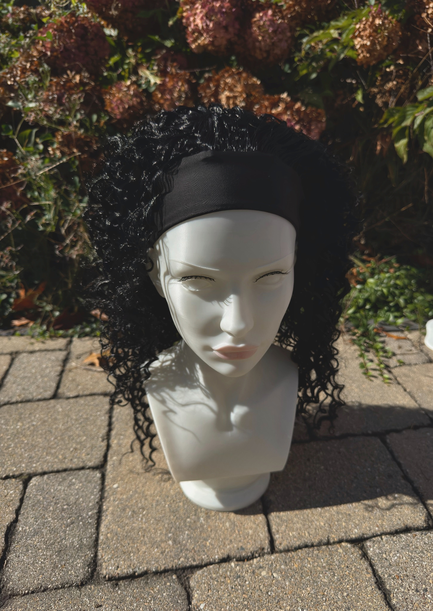 Zaria โ 20-Inch Black Spiral Curly Headband Wig | Synthetic Corkscrew Curls - Image 2