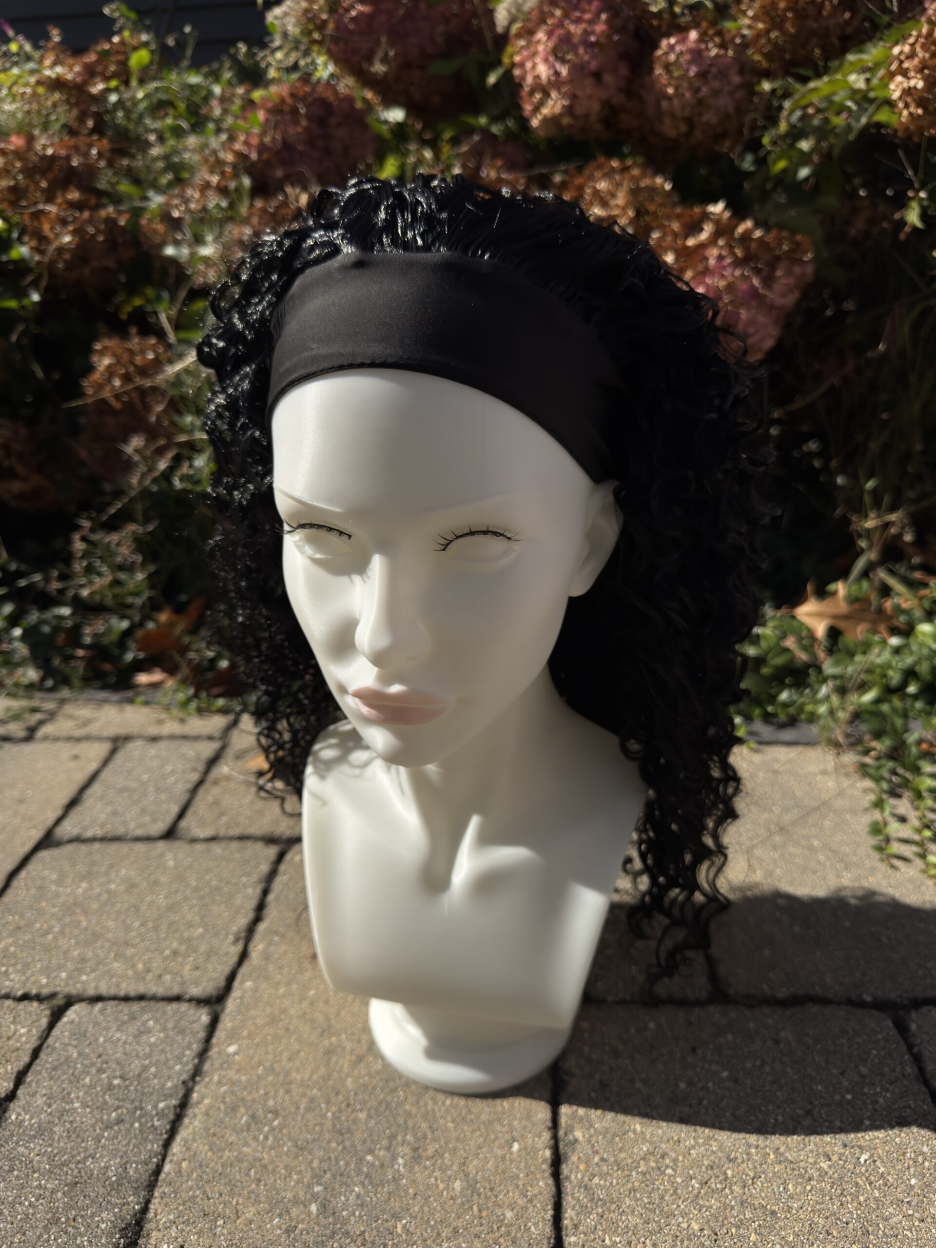 Zaria โ 20-Inch Black Spiral Curly Headband Wig | Synthetic Corkscrew Curls - Image 6