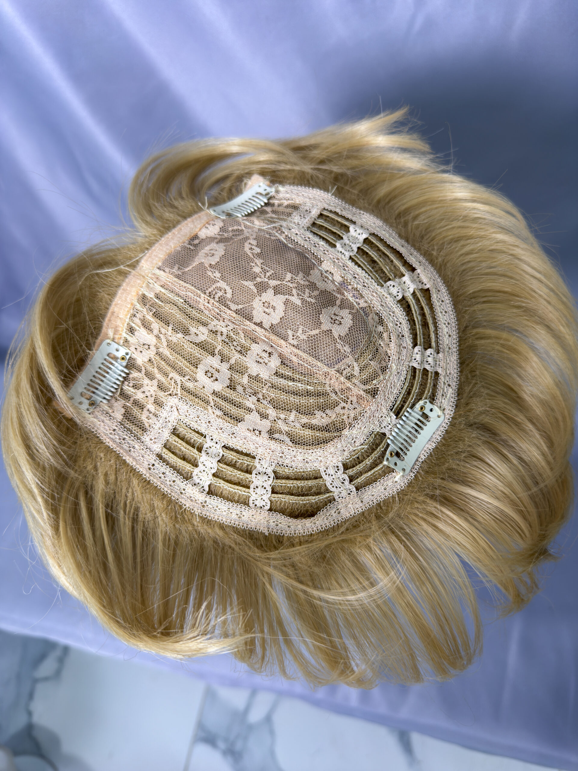 Elodie Synthetic Hair Topper | 6×6 Large Base | Warm Golden Blonde Blend | Heat-Resistant Fiber - Image 7